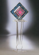 Miami Acrylics T-912/PED-97 Destiny/Hollywood Acrylic Sculpture & Pedestal – Teal & Magenta / Clear & Crystallized