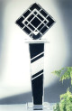 Miami Acrylics T-912 Destiny Acrylic Sculpture (Black & Clear) / PED-953 Rio Acrylic Pedestal (Black, Clear & Crystallized)
