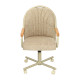 Caster Chair Company Brianna Swivel Tilt Caster Arm Chair Armchair w/ Wheat Tweed Fabric & Cream Base