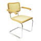 Breuer Chair Company Cesca Cane Arm Chair Armchair in Chrome and Honey Oak