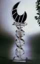 Miami Acrylics X-714 Luna Acrylic Sculpture (Black & Clear) + PED-76 Spiral Acrylic Pedestal (Clear)