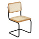 Marcel Breuer B32 Bauhaus Cesca Cane Cantilever Side Chair w/ Black-Coated Steel Frame Honey Oak Wood & Natural Cane