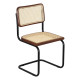 Marcel Breuer B32 Bauhaus Cesca Cane Cantilever Side Chair w/ Black-Coated Steel Frame Walnut Wood & Natural Cane