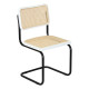 Marcel Breuer B32 Bauhaus Cesca Cane Cantilever Side Chair w/ Black-Coated Steel Frame White Wood & Natural Cane