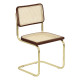 Marcel Breuer B32 Bauhaus Cesca Cane Cantilever Side Chair w/ Brass-Plated Steel Frame Walnut Wood & Natural Cane