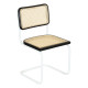Marcel Breuer B32 Bauhaus Cesca Cane Cantilever Side Chair w/ White-Coated Steel Frame Black Wood & Natural Cane
