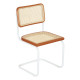 Marcel Breuer B32 Bauhaus Cesca Cane Cantilever Side Chair w/ White-Coated Steel Frame Cherry Wood & Natural Cane