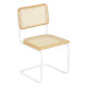 Marcel Breuer B32 Bauhaus Cesca Cane Cantilever Side Chair w/ White-Coated Steel Frame Natural Wood & Natural Cane