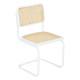 Marcel Breuer B32 Bauhaus Cesca Cane Cantilever Side Chair w/ White-Coated Steel Frame White Wood & Natural Cane
