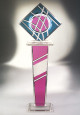 Miami Acrylics T-948 Obsession Acrylic Sculpture (Teal & Violet) / PED-953 Rio Acrylic Pedestal (Violet)
